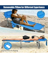 Inolait Folding Beach Lounge Chair with Pillow for Outdoor