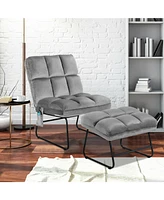 Inolait Velvet Massage Recliners with Ottoman Remote Control and Side Pocket
