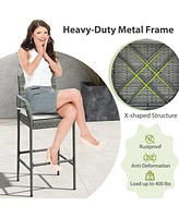Givimo All Weather Pe Rattan Bar Chairs Set of 4 with Armrests and Seat Cushions for Porch Backyard