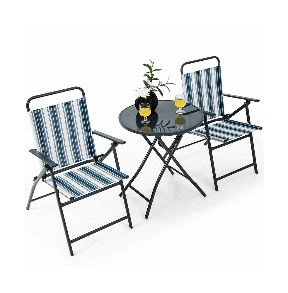 Vebreda 3 Pieces Outdoor Folding Chair Set Portable Folding Chair Set