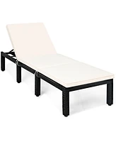 Inolait Patio Rattan Lounge Chair Chaise Couch Cushioned Height Adjustable