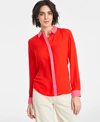 On 34th Women's Button-Front Crepe Shirt