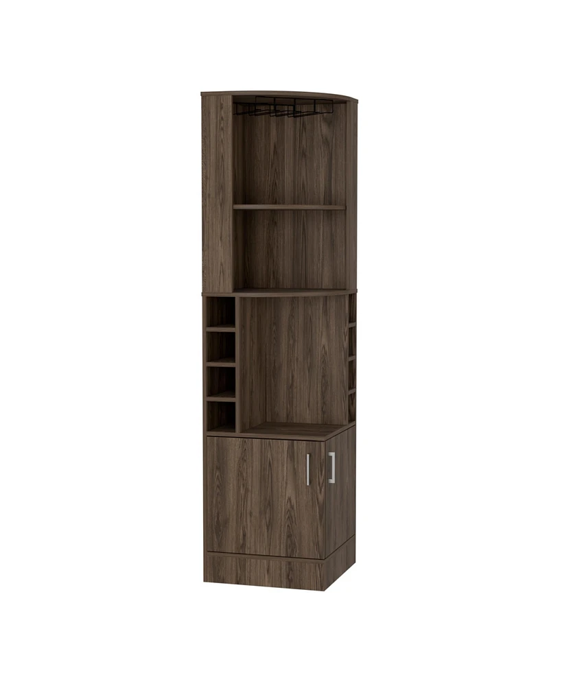 Depot E-Shop Egina Bar Cabinet Two Drawers, Eight Bottle Cubbies, Large Open Shelves, Macadamia