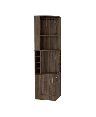 Egina Corner Bar Cabinet, Two External Shelves, Dark Walnut