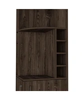 Depot E-Shop Egina Bar Cabinet Two Drawers, Eight Bottle Cubbies, Large Open Shelves, Macadamia