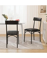 Gaomon Dining Chairs Set of 2, Upholstered Dining Chairs with Back, Pu Leather Kitchen Dining Chair, Black Chairs