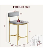 Gaomon Bar stools Set of 2, 37.4" Counter Height Modern Barstool with Back,Pub Chair (Grey)