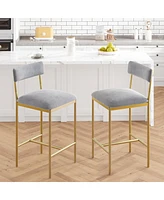 Gaomon Bar stools Set of 2, 37.4" Counter Height Modern Barstool with Back,Pub Chair (Grey)