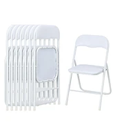 gaomon Folding Chairs with Padded Seats, White Metal Folding Chairs with Non-Slip Feet Pads- Set of 8