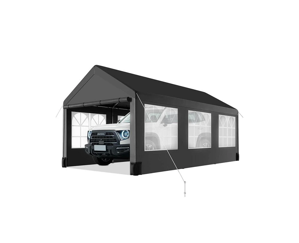 gaomon 12'x20' Larger Carport with 6 Roll-up Ventilation Windows