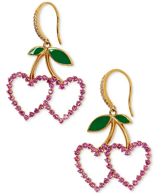 Ajoa by Nadri 18k Gold-Plated Mixed Stone Cherry Hearts Drop Earrings