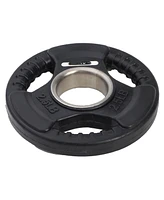 HolaHatha 2.5 Pound Olympic Rubber Coated Weight Plate w/Handle, Black (2 Pack