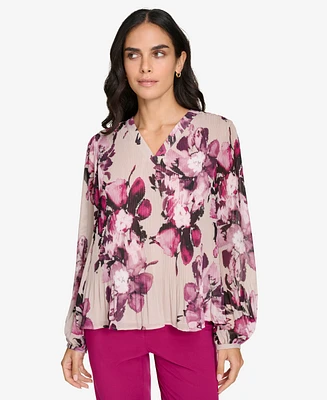 Calvin Klein Women's V-Neck Long-Sleeve Blouse