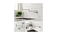 Slickblue Wall-Mount Folding Pot Filler Faucet for Space-Saving and Convenient Kitchen Use