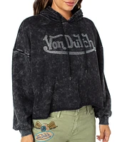 Von Dutch Women's Rhinestone-Logo Crop Hoodie