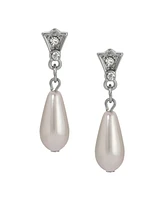 2028 Faux Cultivated Pearl Crystal Accent Drop Earrings