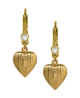 2028 Crystal Accent Heart Drop Earrings