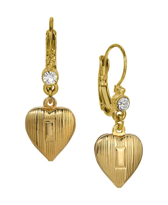 2028 Crystal Accent Heart Drop Earrings