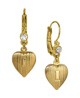 2028 Crystal Accent Heart Drop Earrings