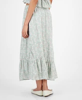 Celebrity Pink Juniors' Floral Flounce-Hem Maxi Skirt