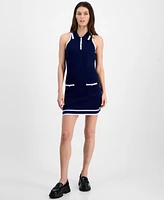 Freshman Juniors' Polo-Collar Sleeveless Sweater Dress