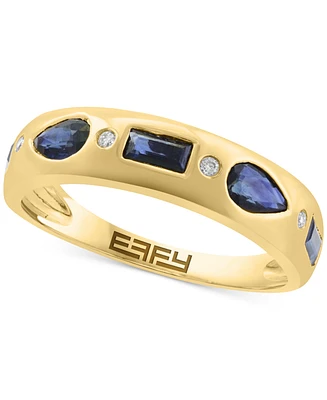 Effy Blue Sapphire (1 ct. t.w.) & Diamond Accent Band Ring in 14k Yellow Gold