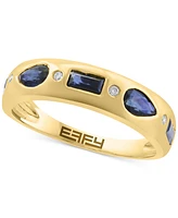 Effy Blue Sapphire (1 ct. t.w.) & Diamond Accent Band Ring in 14k Yellow Gold