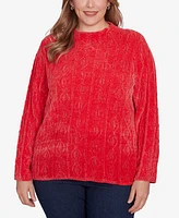 Hearts of Palm Plus Red-y To Shine Chenille Sweater