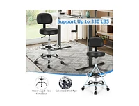 Skonyon Swivel Drafting Chair with Retractable Mid Back and Adjustable Foot Ring