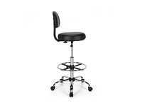 Skonyon Swivel Drafting Chair with Retractable Mid Back and Adjustable Foot Ring