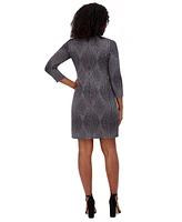 Jessica Howard Women's Glitter-Knit T-Body 3/4-Sleeve Dress