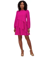 Jessica Howard Women's Asymmetric-Tier Long-Sleeve Dress