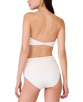 Kate Spade New York Womens Rosette Detail Convertible Bandeau Bikini Top Ruched High Waist Bottoms