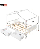 Slickblue House Platform Bed with Two Storage Drawers for Space-Saving and Stylish Bedroom Organization