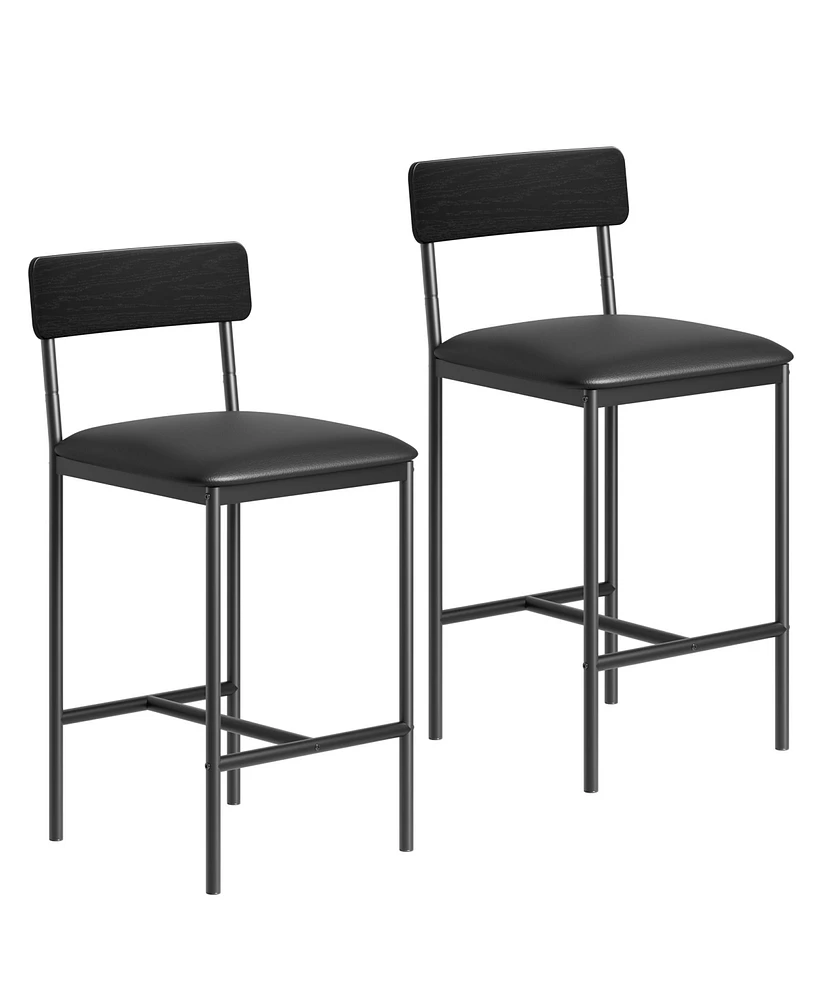 Gaomon Bar stools Set of 2, 37.4" Counter Height Modern Barstool with Back,Pub Chair