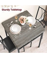 gaomon Dining Table Set for 2, Kitchen Table and Chairs, Square Dining Room Table Set , 3 Piece Dining Table Set , Rustic Grey