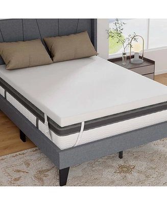 Costway 3" Gel-Infused Memory Foam Mattress Topper with Removable & Washable Cover