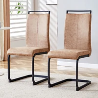 Streamdale Furniture Dining Chairs, tech cloth High Back Upholstered Side Chair with C-shaped Tube Black Metal Legs for Dining Room Kitchen Vanity Pat