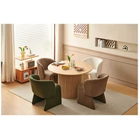 Modern Accent Chair Brown Single Sofa Chair, Upholstered Side Chair Teddy Comfy Chair for Dining room/Bedroom/Living Room/Reception-Brown-2PC