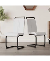 Modern Dining Chairs, Pu Faux Leather High Back Upholstered Side Chair with C-shaped Tube.Black Metal Legs for Dining Room Kitchen Vanity Patio Club G