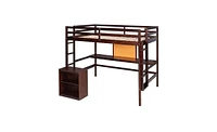 Slickblue Wooden Loft Bed with Desk, Writing Board, and 2 Drawer Cabinet for Space-Saving Kids' Room Solutions