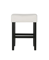 Streamdale Furniture Set Of 2, 26.75" Backless Leather Counter Height Barstool, Beige