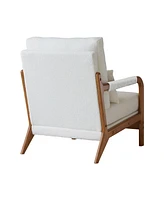 Streamdale Furniture Modern Teddy Fabric Accent Chair, Oak Wood Frame Armchair for Living Room