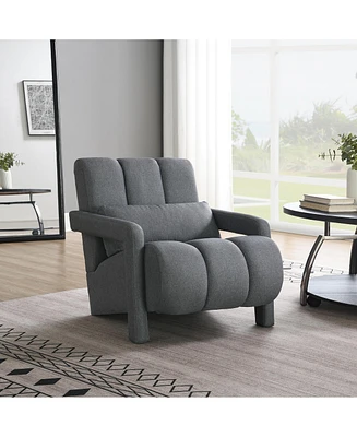 Streamdale Furniture Modern Upholstered accent chair, Comfortable Linen Fabric with a pillow for Living room, bedroom.Linen, Dark Grey