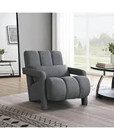 Streamdale Furniture Modern Upholstered accent chair, Comfortable Linen Fabric with a pillow for Living room, bedroom.Linen, Dark Grey