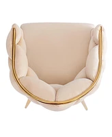 Set of 2 Luxury Handmade Accent Chair with Gold Legs, Modern Velvet Armchair for Living Room and Bedroom