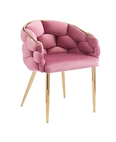 Luxury Handmade Accent Chair with Gold Legs, Modern Velvet Armchair for Living Room and Bedroom