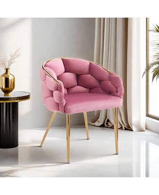 Streamdale Furniture Luxury Handmade Accent Chair with Gold Legs, Modern Velvet Armchair for Living Room and Bedroom