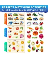 Quokka 3xSET Wooden Puzzles for Toddlers 1-3 – Montessori Toy