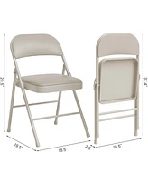 gaomon 2 Pack Grey Folding Chairs with Padded Cushion and Back, Folding Chairs for Outside